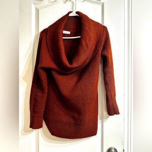 Rust colour funnel neck/off the shoulder sweater​